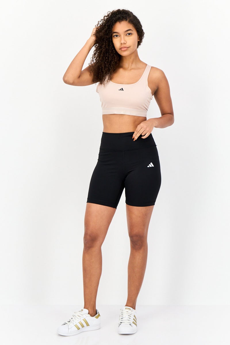 Adidas Women Brand Logo Padded Sports Bra, Cream - Image 3