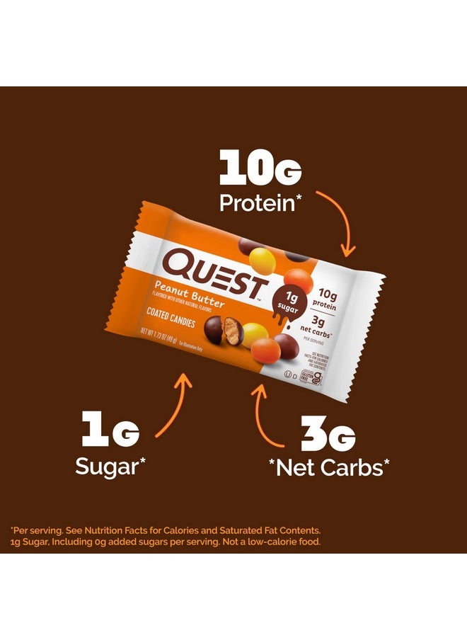 QUEST NUTRITION - Quest Nutrition Coated Candies, Peanut Butter, 1g Sugar, 10g Protein, 4g Net Carbs, Gluten Free, Keto Friendly, 12 Count - Image 1