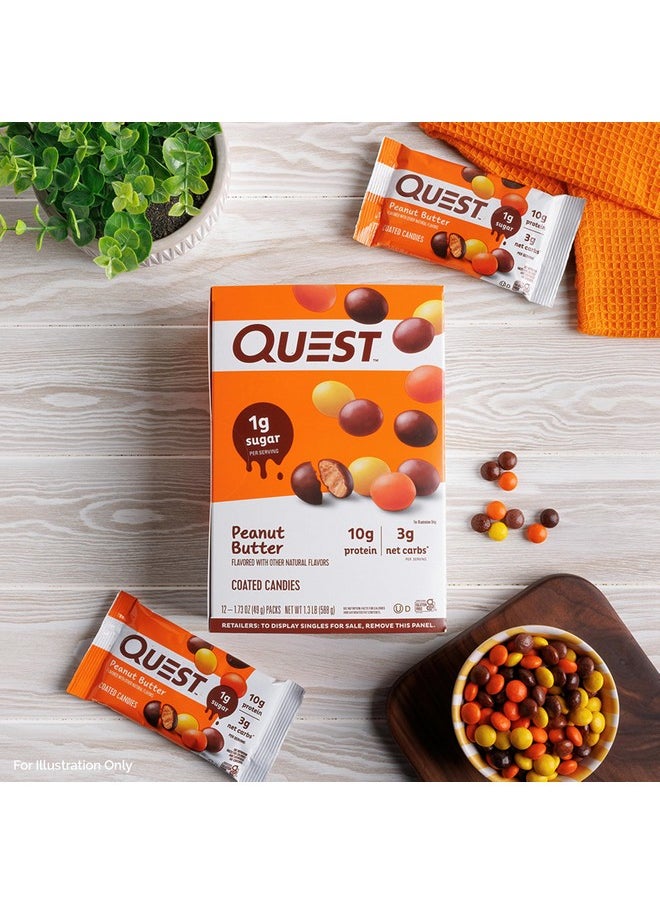QUEST NUTRITION - Quest Nutrition Coated Candies, Peanut Butter, 1g Sugar, 10g Protein, 4g Net Carbs, Gluten Free, Keto Friendly, 12 Count - Image 1