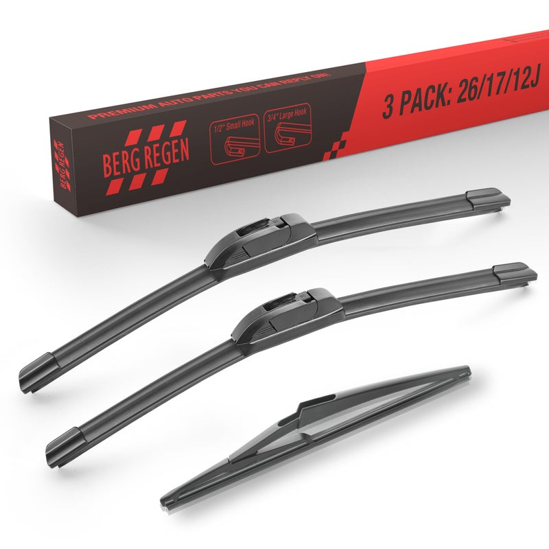 BERG REGEN 2617 Windshield Wiper Blades with 12 Rear Automotive Replacement Set for Nissan Rogue 20142023 Pathfinder 20132020 Genuine OEM Quality Set of 3