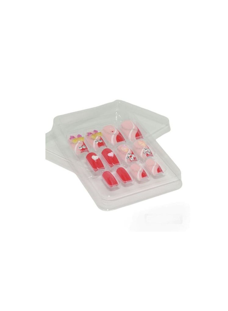 أظافر صناعية ملونة طويلة من الأكريليك الصناعي تركب بالضغط بتصميم لامع  لتغطية كاملة لامعة يمكن لصقها بالصمغ على الأظافر للنساء، عبوة 12 قطعة - Image 1