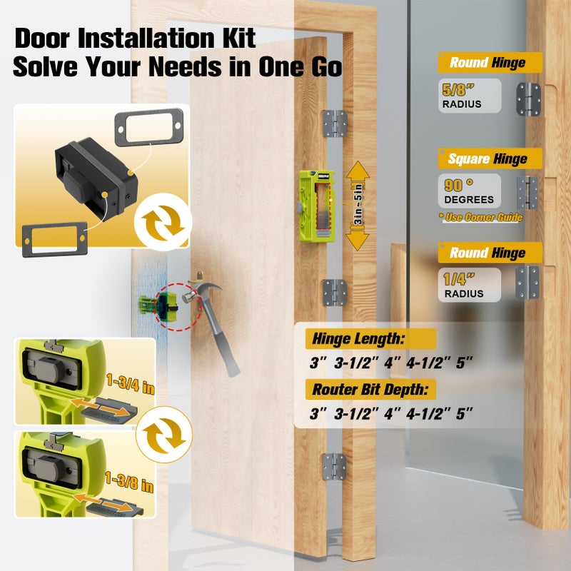 Sebupar Door Hinge & Door Latch Installation Kit, Door Hinge Mortiser Template, Door Latch for Accurate Chiseling and Scoring, Door Lock Installation Kit, Easy to Set Up and Use - Image 4