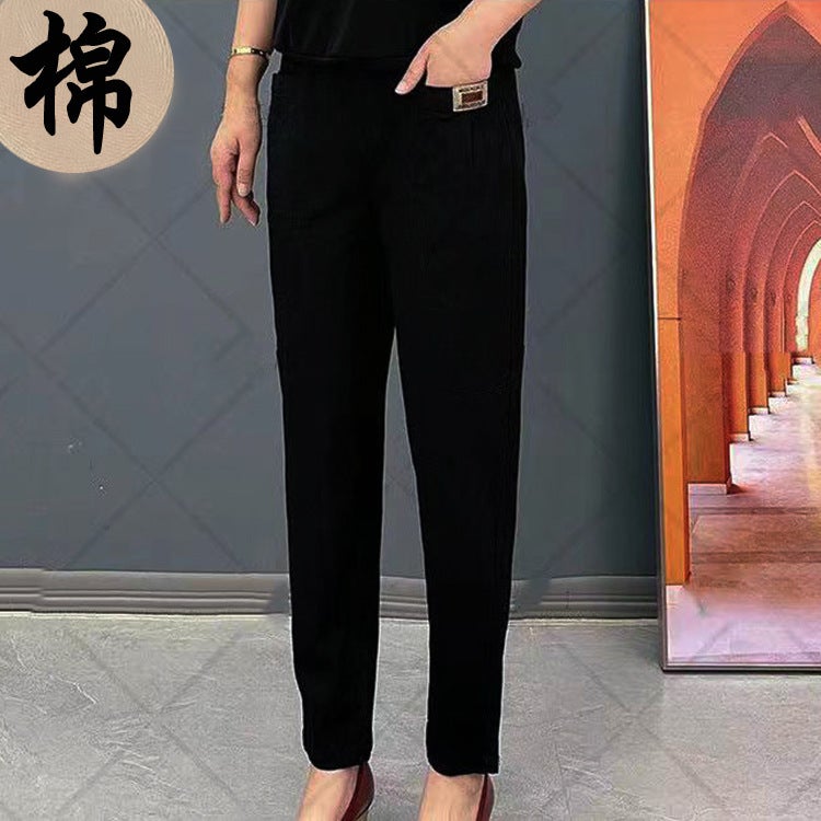 Women'S Elastic Waist Pure Cotton Pants Spring & Fall New Style Casual Loose Large Size Middle-Aged And Elderly Mothers' Harem Pants - Image 5