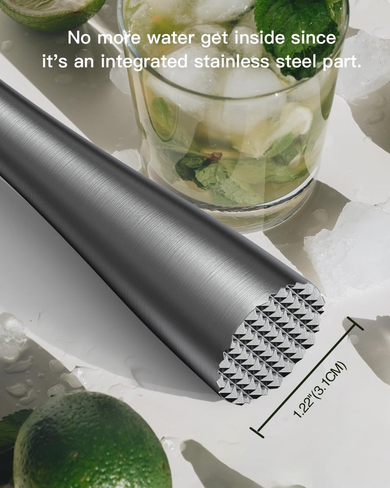 Cicike 10 Inches Stainless Steel Muddler and Mixing Spoon for Cocktails, Bar Tools and Accessories - Create Delicious Mojitos and Other Fruit Based Drinks - Image 2