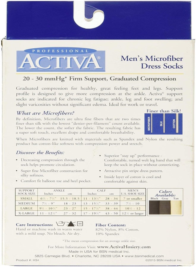 Activa Men's 20-30 mmHg Microfiber Dress Socks, Tan, X-Large - Image 2