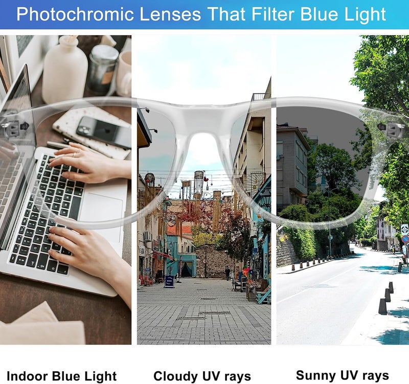 Joopin Storage & transit friendly Blue Light Glasses for Women Men Eyeglasses Square Frame Computer Gaming UV Blocking Filter Anti Blue Ray Screen Photochromic Sunglasses Precision made - Image 5