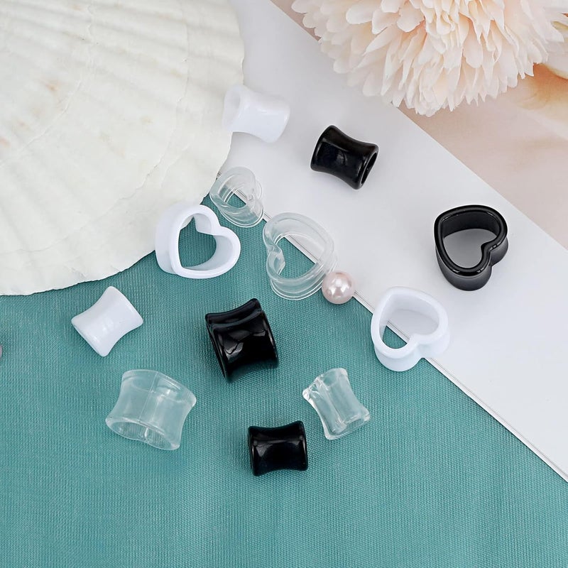 Qmcandy 6pcs/18pcs Heart Shape Acrylic Ear Tunnels Plugs Set Mix Color Stretcher Expander Piercing Tunnels Gauge 6G-7/8 inch - Image 5