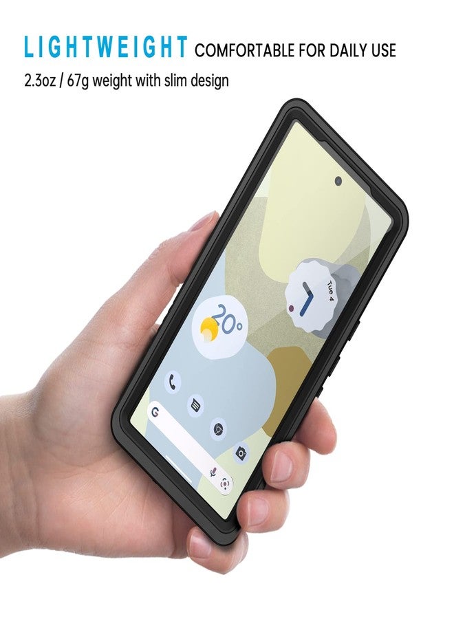جراب Lanhiem لهاتف Pixel 7، جراب مقاوم للماء والغبار بمعيار IP68 مع واقي شاشة مدمج، غطاء هاتف متين مقاوم للصدمات لكامل الجسم لهاتف Google Pixel 7، أسود/شفاف - Image 2