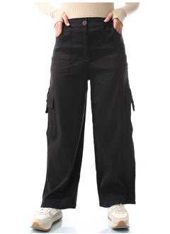 Andora Wide Leg Black Multi-Closure Cargo Pants_Black  - Image 3