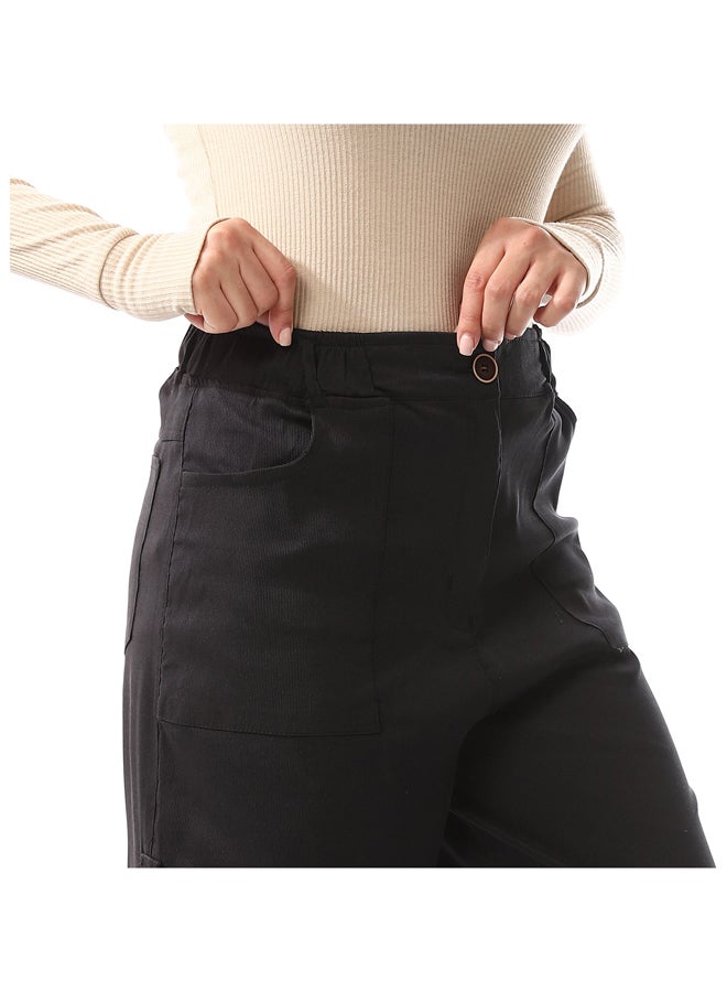 Andora Wide Leg Black Multi-Closure Cargo Pants_Black - Image 2