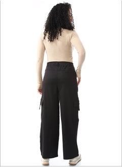 Andora Wide Leg Black Multi-Closure Cargo Pants_Black  - Image 5