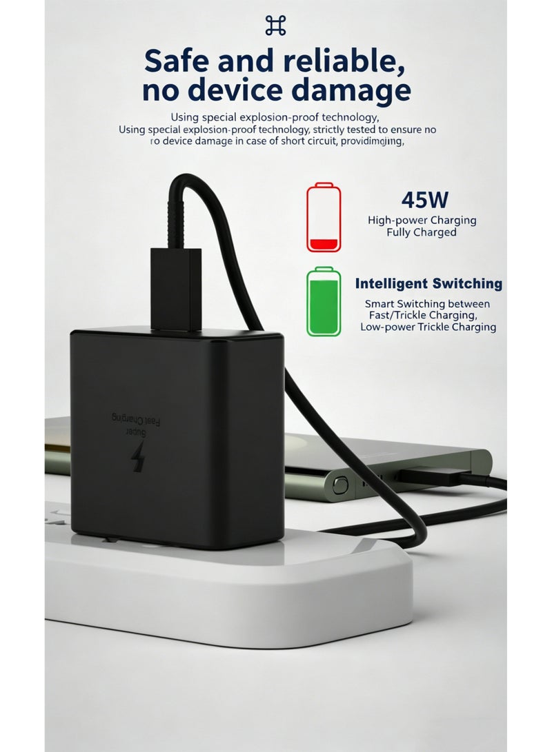 OLYSON 45W USB-C Fast Charger for Samsung Galaxy, Wall Charging Block with 1M Type-C Cable, Compatible with S26/S25/S24 Ultra/Plus, Z Fold7/Fold6, Z Flip7/Flip6, A56/A36 - Image 2