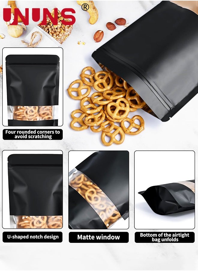 UNUNS 50Pcs Reusable Stand Up Bags,Kraft Paper Bags With Window,Zip Lock Food Storage Bags For Packaging Products,Sealable,15x22cm  - Image 4