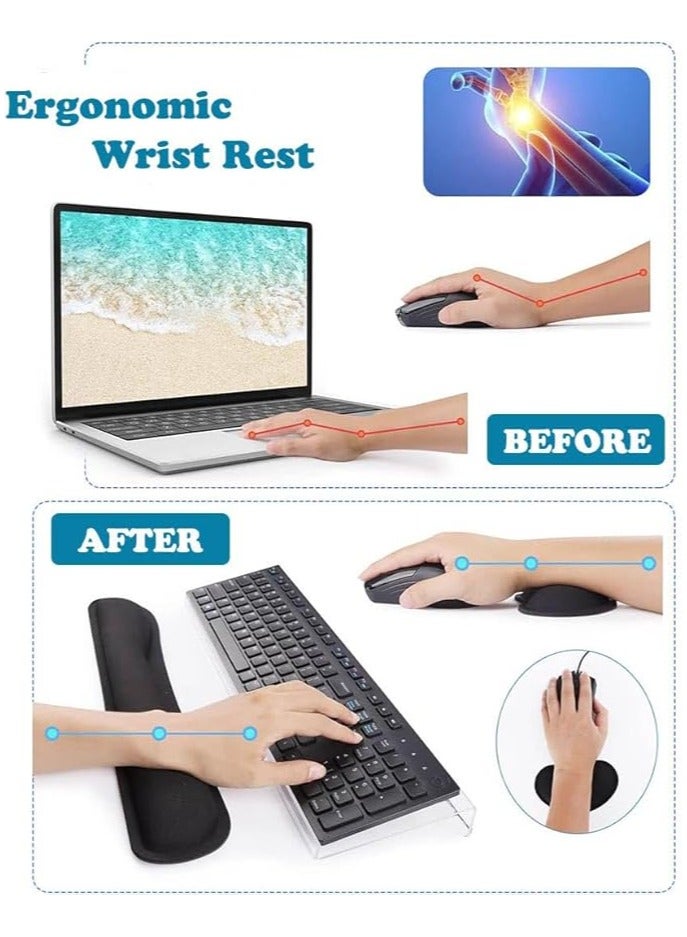 erorex Clear Computer Keyboard Stand for Desk with Mouse and Keyboard Wrist Rest Pad, 3 PCS Acrylic Ergonomic Keyboard Holder Set for Working, Keyboard Riser with Rubber Strip for Home,Office,School-17.7”x6” - Image 4
