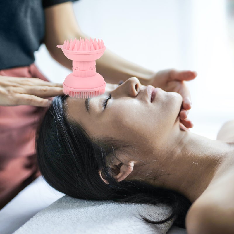 💄 فرشاة تدليك فروة الرأس للاستحمام وردي مقاس ٨ ٥ ٧ ٧ سم لإزالة القشرة مجموعة واحدة - Image 5