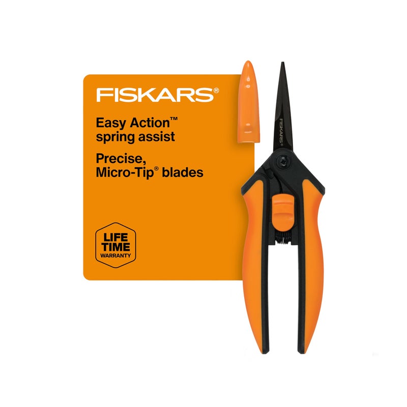 Fiskars 6" Pruning Scissors for Flowers, Buds, Weeds and Small Plants, Garden Snips with Resin Resistant Nonstick Stainless Steel Blades, Gardening Trimmers with Comfortable Handle - Image 1