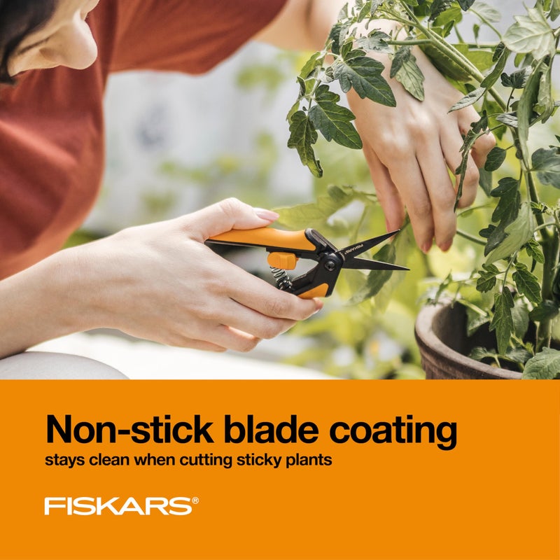 Fiskars 6" Pruning Scissors for Flowers, Buds, Weeds and Small Plants, Garden Snips with Resin Resistant Nonstick Stainless Steel Blades, Gardening Trimmers with Comfortable Handle - Image 3