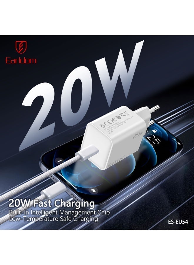 Earldom Portable Power Adapter ES-EU54 20W USB-C PD Fast Charging Universal Wall Charger - Image 3