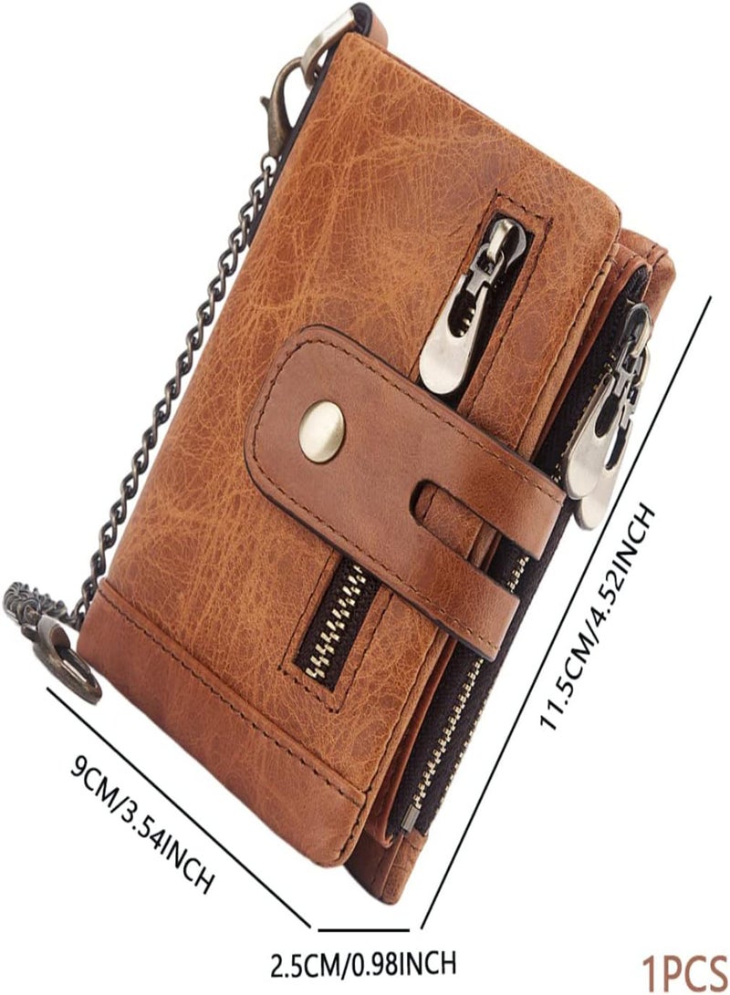 GGOOT Mens Wallets Leather RFID Blocking Card Wallet Men for Men Coin Pocket with Zip Mutifunctional Bifold Wallet with Gift Box Light Brown  - Image 5