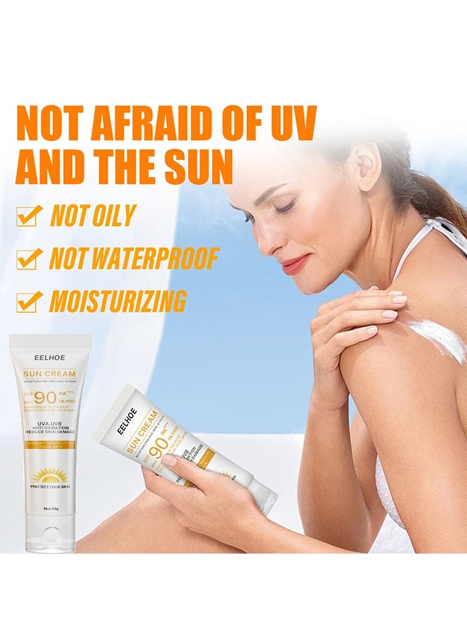 EELHOE SPF 90+ Sunscreen Safe Natural Sunblock Beach Defense Water Resistant Sun Cream Broad Spectrum UVB/UVA Sun Protection Vegan Mineral Sun Lotion  - Image 3