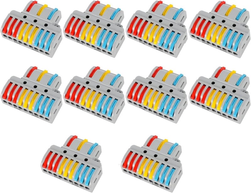 ZIVIK 3 in 9 Out Quick Wire Connector, 10 Pcs Push-in Releasable Cable Conductor, Secure & Removable Electrical Connector, Fast Terminal Block Distribution Wire Jointer Cable Conductor Clamp - Image 2