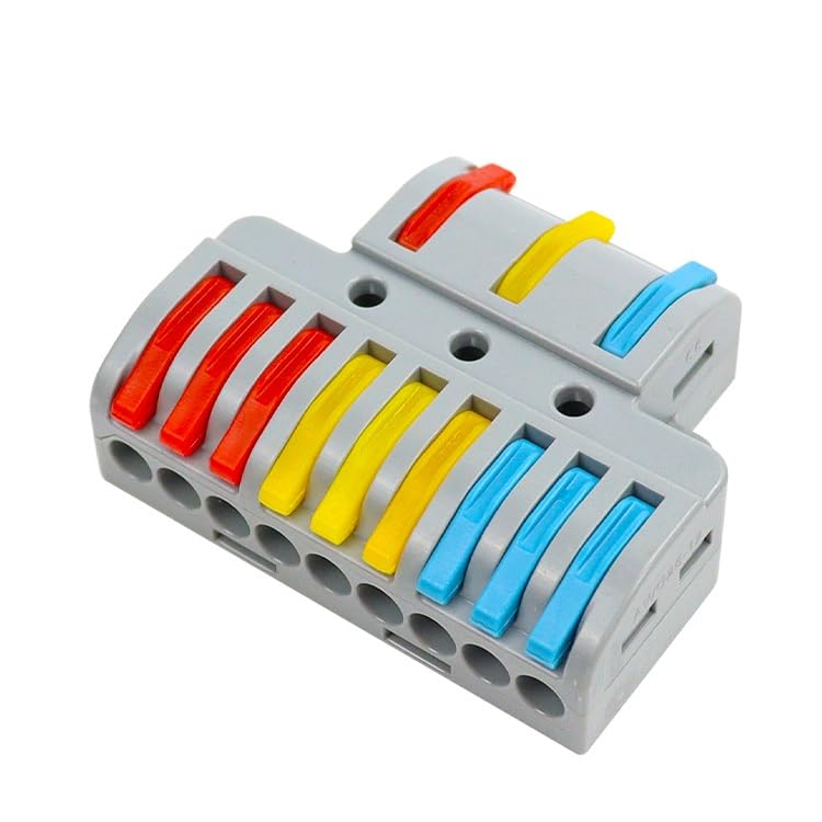 ZIVIK 3 in 9 Out Quick Wire Connector, 10 Pcs Push-in Releasable Cable Conductor, Secure & Removable Electrical Connector, Fast Terminal Block Distribution Wire Jointer Cable Conductor Clamp - Image 1