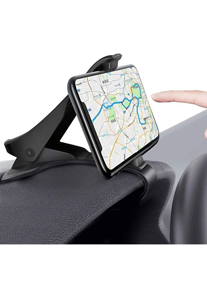 Car Phone Clip Holder Dash HUD Mount Clamp Mobile Satnav GPS Cradle for iPhone 13/12 /11 Pro Max XS XR Samsung S20 S10 A71 Huawei P40 Nokia OnePlus Black - Image 1