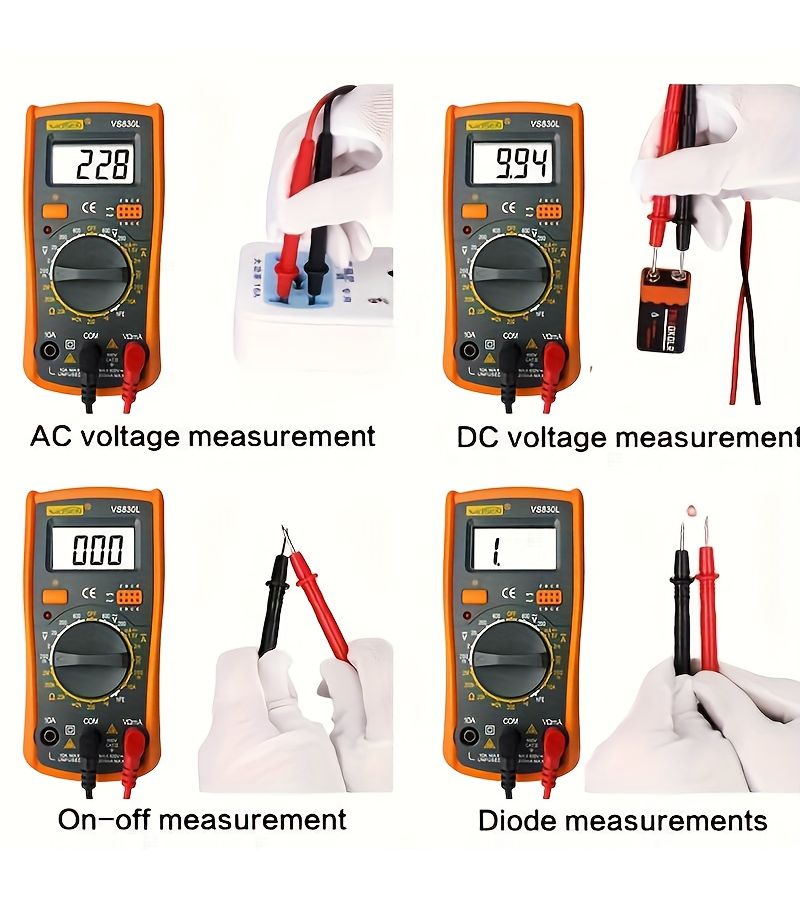 Digital Multimeter Tester Tangerine DC AC Voltmeter Ohm Voltage Amp Meter For Measuring Voltage Current Resistance And Testing Line Continuity - Image 5