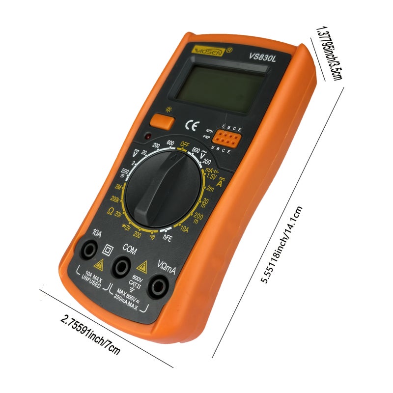 Digital Multimeter Tester Tangerine DC AC Voltmeter Ohm Voltage Amp Meter For Measuring Voltage Current Resistance And Testing Line Continuity - Image 3