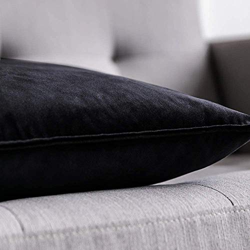 Khooti Decorative Velvet Square Cushion Cover Throw Pillow Cover for Living Room Couch Diwan Single Seater Sofa, Colourful Modern Small 24 x 24 Inches / 60 x 60 cm (Colour - Black)(Set of 1 Piece) C2-200 TC - Image 2