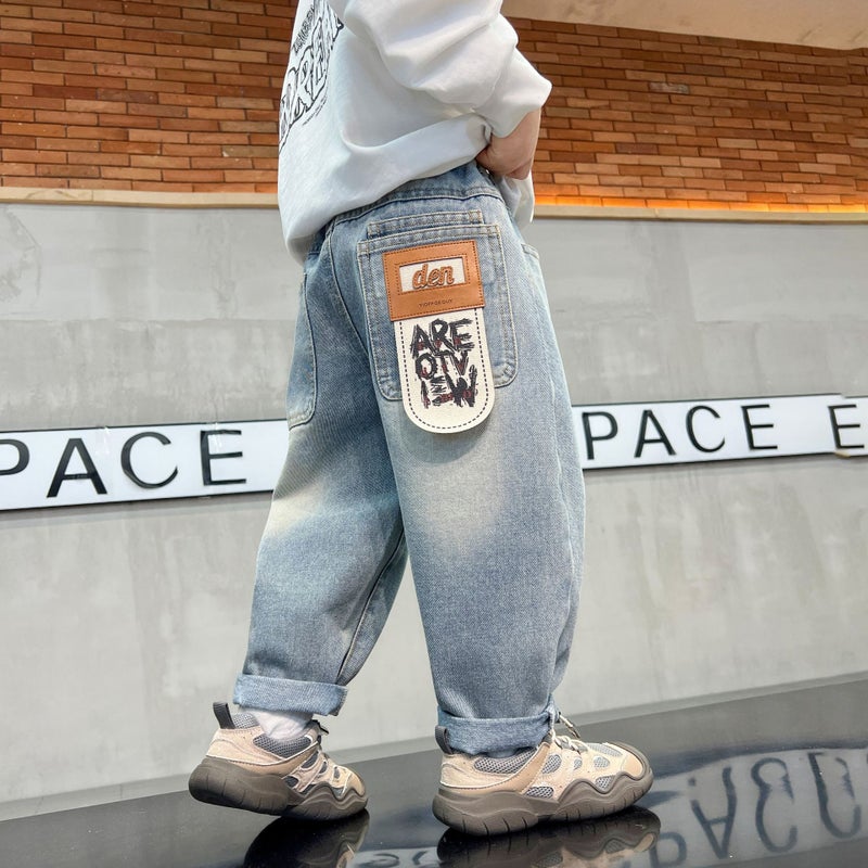 Boys' Ripped Jeans Korean Style Trendy Cool Casual Straight Long Pants - Image 1
