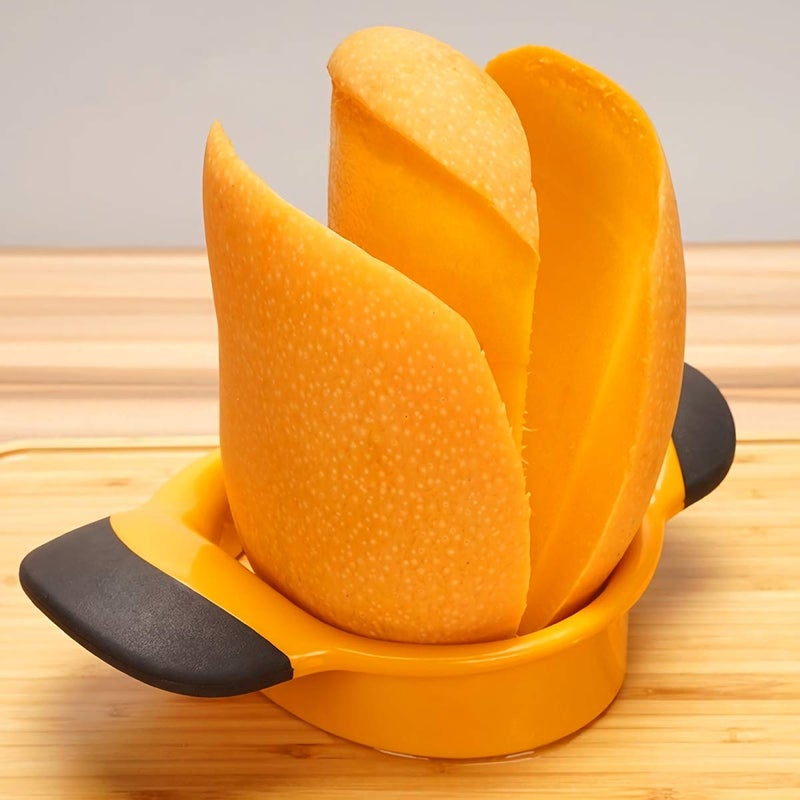 HengKe Mango Slicer Peeler Cutter Splitter Pitte with Stainless Steel Blade Fruit Divider Ergonomic Rubber Grip Handle Non Slip Extra Large Mango Cutter Divider - Image 2