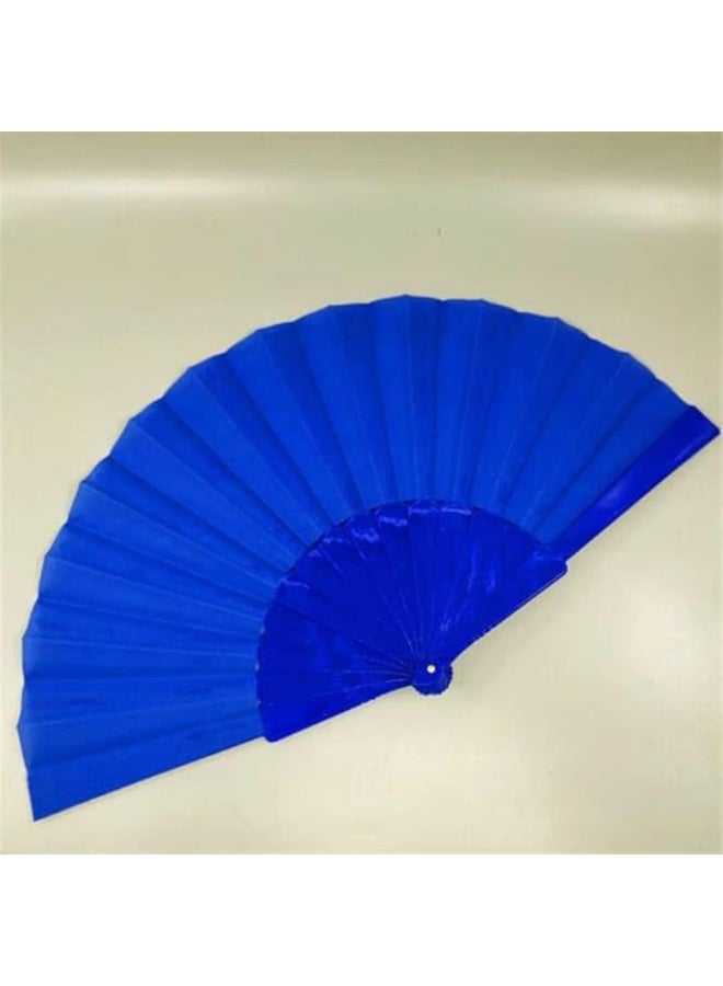 Folding Hand Classic Style Fan, Fabric Hand Held Chinese/Spanish Foldable Fan for Wedding, Party Favor, Performance, Dance, Home Decorations, Festival, Gift (Blue) - Image 2