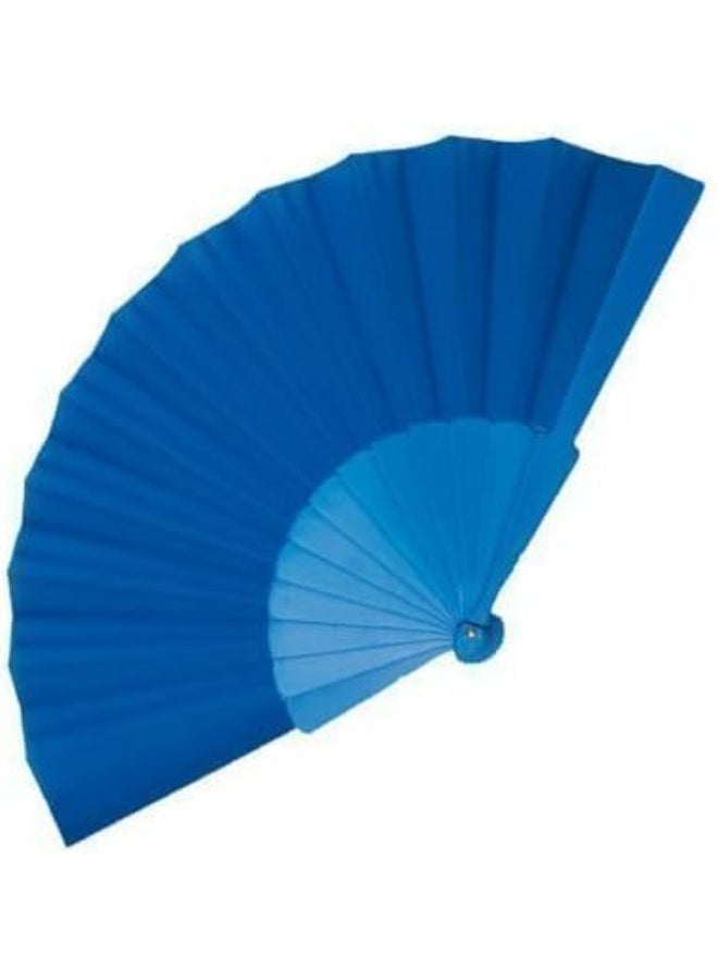 Folding Hand Classic Style Fan, Fabric Hand Held Chinese/Spanish Foldable Fan for Wedding, Party Favor, Performance, Dance, Home Decorations, Festival, Gift (Blue) - Image 1