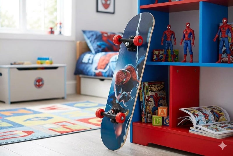 PapaBear Papa Bear Skateboard 23"X 6" Double Kick Concave Skate Board 9 Layer Plywood Deck Standard Skateboards for Kids Boys Girls Beginners Teens Adult, Skateboard (Spiderman) - Image 1