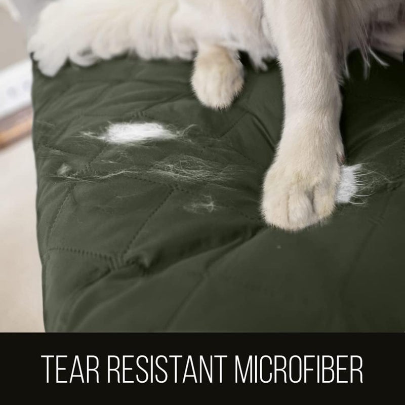 Sofa Shield Recliner Slip Cover with Patented Strap, Cushion Protector, US Designed Reversible Stain and Dog Tear Resistant Slipcover, 28 inch Seat, Washable Covers for Dogs Pets, Hunter Green Sage - Image 3