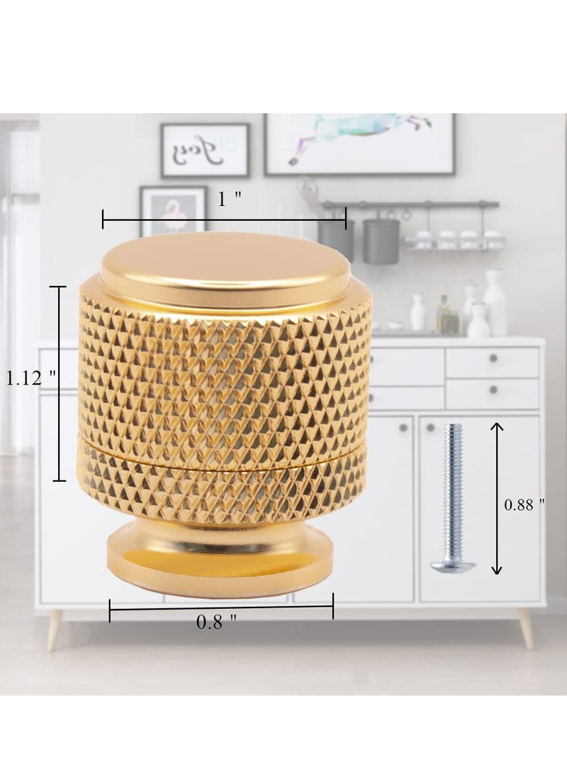 Cabinet Knobs 9 Pieces 1inche Drawer Knob Aluminum Knurled Round Kitchen Cabinet Knobs Gold and Grey Oxidation Finish with Diamond Decorative for Cupboard Vanity Dressers Cabinets Furniture - Image 2