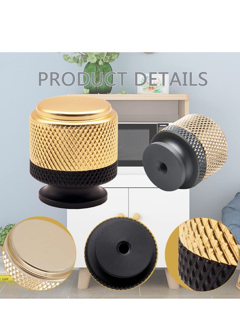 Cabinet Knobs 9 Pieces 1inche Drawer Knob Aluminum Knurled Round Kitchen Cabinet Knobs Gold and Grey Oxidation Finish with Diamond Decorative for Cupboard Vanity Dressers Cabinets Furniture - Image 4