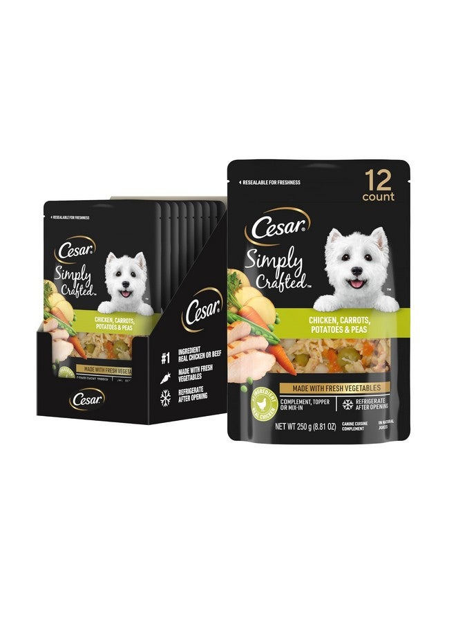Cesar Simply Crafted Chicken, Carrots, Potatoes, & Peas Wet Dog Food Complement, 8.82 oz. Pouch (12 Count, Pack of 1) - Image 1