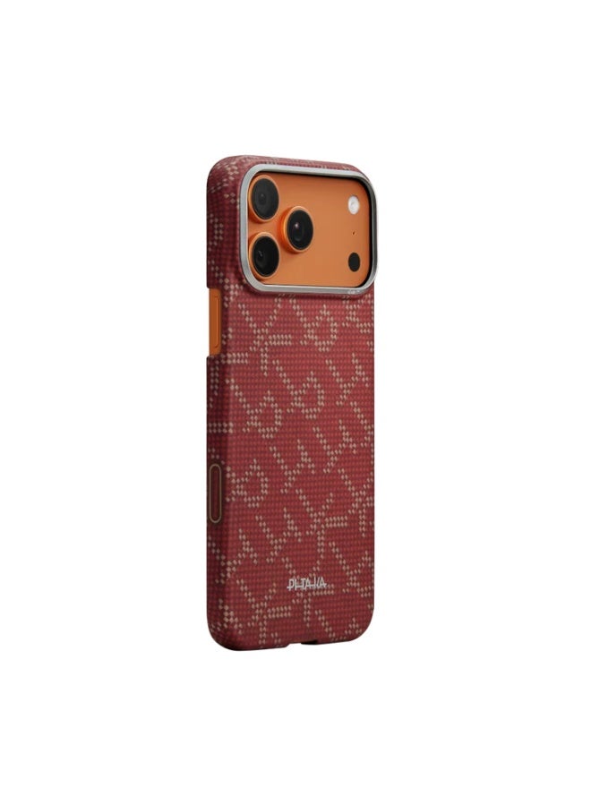 Pitaka for iPhone 17 Pro Case 6.1" with Camera Control Button, Compatible with MagSafe, Ultra-Slim Case with Caseless Touch Feeling, 1500D Aramid Fiber Woven, Monogram Design – Gold Green - Image 1