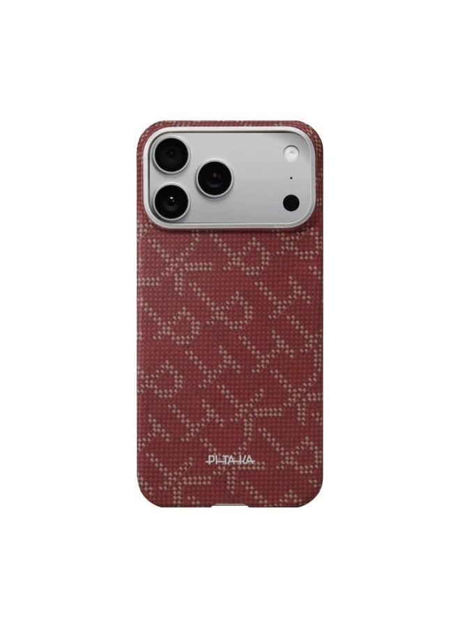 Pitaka for iPhone 17 Pro Case 6.1" with Camera Control Button, Compatible with MagSafe, Ultra-Slim Case with Caseless Touch Feeling, 1500D Aramid Fiber Woven, Monogram Design – Gold Green - Image 2