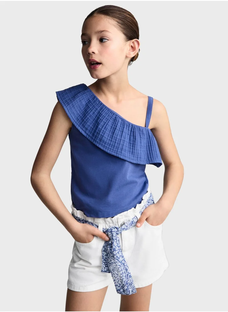 مانجو Kids One Shoulder Ruffle Top