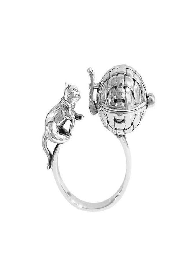 OIDIMS Unique Cat Ring Aromatherapy Finger Open Adjustable Ring Cute Naughty Cats Fashion Portable Mini Locket Rings Convenient Accessories Jewelry Birthday Xmas for Women Men Pet Lover - Image 2