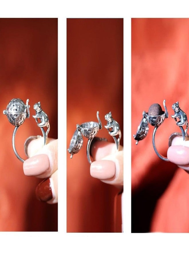 OIDIMS Unique Cat Ring Aromatherapy Finger Open Adjustable Ring Cute Naughty Cats Fashion Portable Mini Locket Rings Convenient Accessories Jewelry Birthday Xmas for Women Men Pet Lover - Image 4