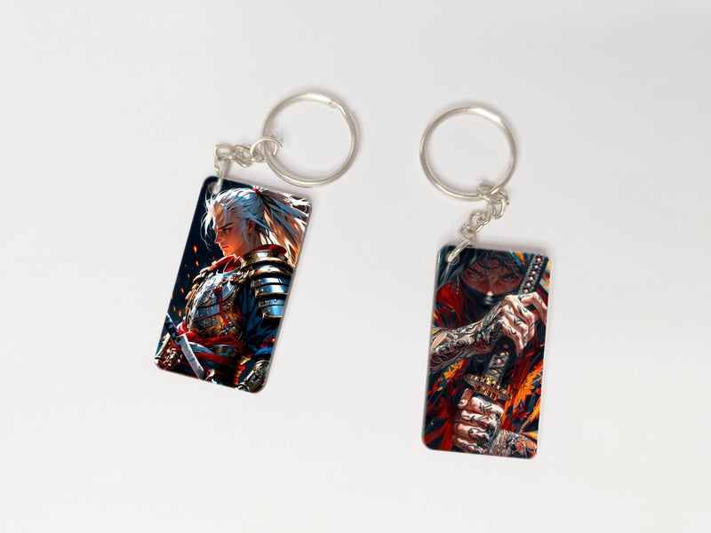 OUTFITQUE OUTFITQUE Premium (Pack of 2) Anime-43 Printed Long Keychain For Bike, Scooty, Car, MDF Keyholder