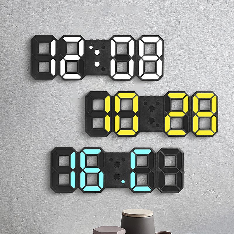 3D Digital Alarm Clock Luminous Wall Clock Ins Simple Modern Desktop Clock Wall Clock Living Room 8018 - Image 3