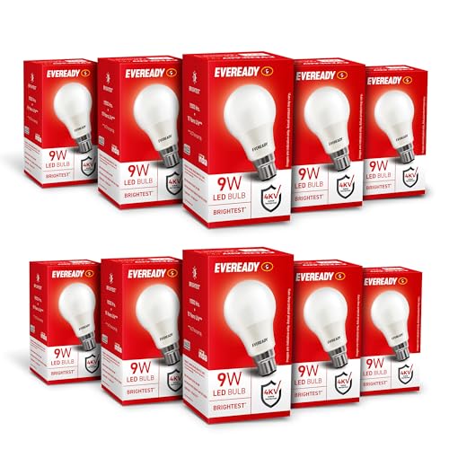 Eveready 9W LED Bulb, Cool Day Light (6500K), B22 Base, Energy-Efficient, 4kV Surge Protection, Long-Lasting Durability - Pack of 10 - Image 1