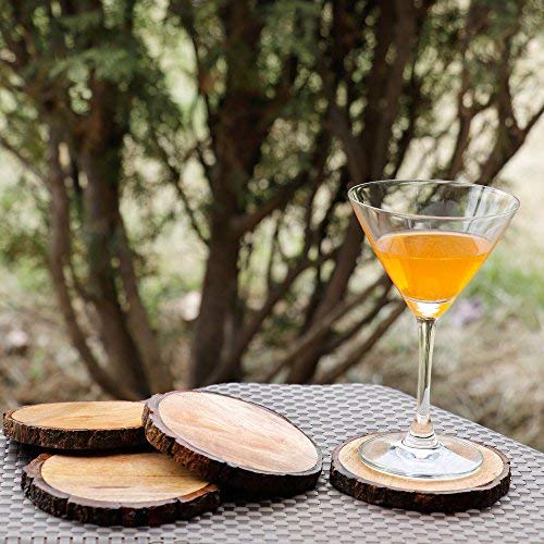 GoCraft Natural Wooden Coasters with Tree Bark | Mango Wood Coasters for Your Drinks  Beverages & Wine/Bar Glasses (Coasters Set of 4) - Image 3