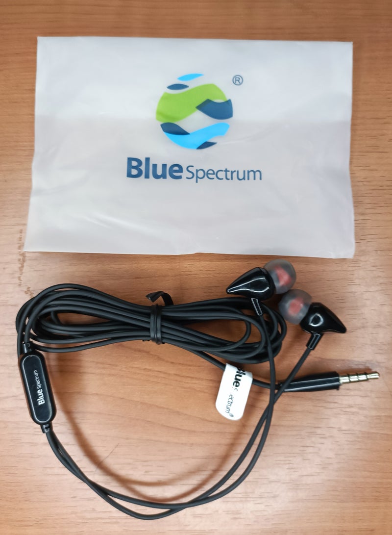 Blue Spectrum BS-04 Wired Earphones with Microphone for Calls - Black  - Image 3