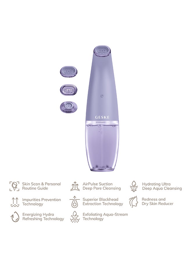 GESKE - GESKE Aqua-Stream Face Cleanser | 8-in-1| Multifunctional Hydra Face Care Device  | Professional FacialSuction  Cleaning  Moisturizing and Exfoliating Device for Home Use- Purple - Image 1